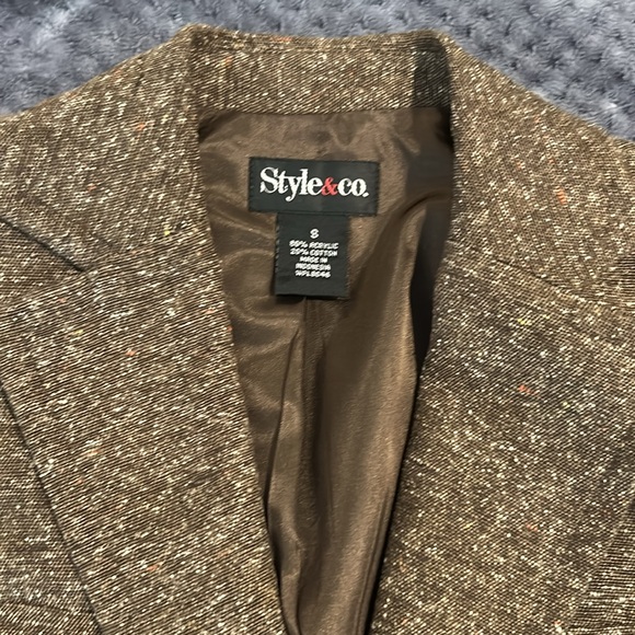 Perfect Condition Adorable Style & Co SzS Brown Tweed Blazer worn 1 time - Picture 2 of 10